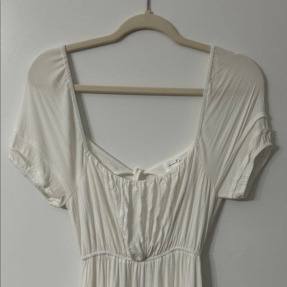 Accent the Label Dress Medium White Cottagecore Squared Milkmaid Bridal - Picture 2 of 16